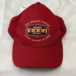 Vintage NFL Super Bowl XXXVI Snap Back Hat, NWT. Red, Game Day Brand